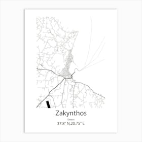 Zakynthos,Greece Minimalist Map Art Print