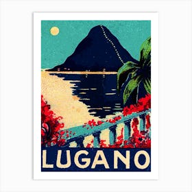 Lugano Lake, View From The Terrace Art Print