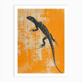 Orange Chuckwalla Lizard Block Print 1 Art Print