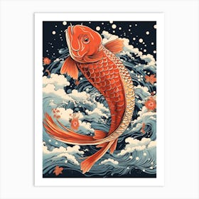 Carp Animal Drawing In The Style Of Ukiyo E 1 Art Print