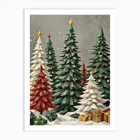 Abstract Christmas Trees Art Print