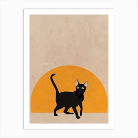 Cat Sunset Art Print