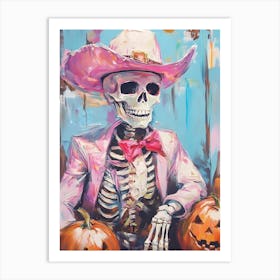 Skeleton In Pink Hat 2 Art Print