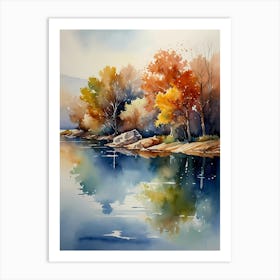 Watercolor Of Autumn Trees 7 Art Print