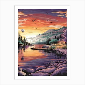 Sunset By The Lake Art Print