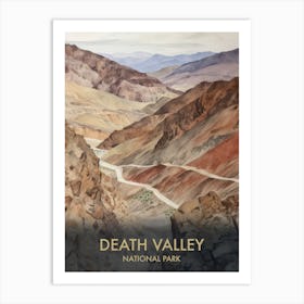 Death Valley National Park Watercolour Vintage Travel Poster 2 Art Print