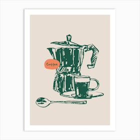 Coffee Pot And Spoon Art Print