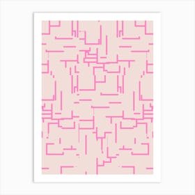 Minimalist Abstract Lines Neutral And Pink Art Print