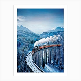 Advertising Poster Featuring A Cutout Steam Train Traversing A Serpentine Viaduct Above A Picturesqu 5 Art Print