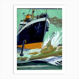 Ship Ramming A Submarine During World War I (1915), Edward Penfield Art Print