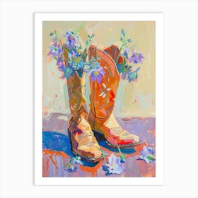 Cowboy Boots And Wildflowers Fringed Gentian Art Print