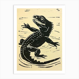 Lizard Swimming Bold Print Art Print