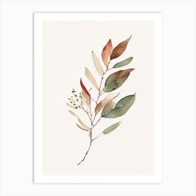 Barberry Leaf Minimalist Watercolour Art Print