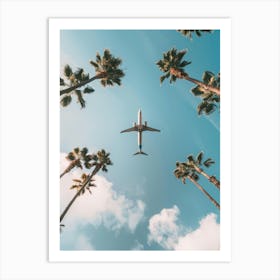 Airplane Flying Over Palm Trees 2 Art Print