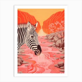 Zebra In The River 3 Art Print