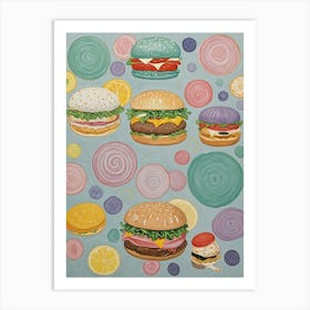 Pastel Burgers Art Print