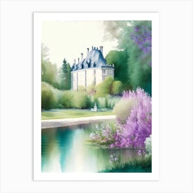 Château De Chenonceau Gardens, 1, France Pastel Watercolour Art Print