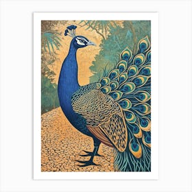 Blue Mustard Peacock In The Wild 1 Art Print