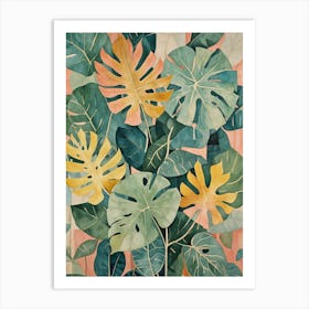 Tropical Monstera Leaves Art Print