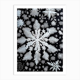 Diamond Dust, Snowflakes, Linocut Art Print