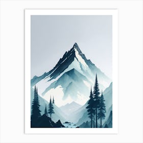 Mountain And Forest In Minimalist Watercolor Vertical Composition 55 Art Print