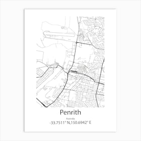 Penrith,Australia Minimalist Map Art Print