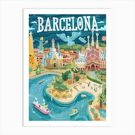 Barcelona City Art Print