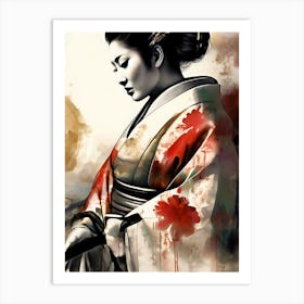 Japan Traditional Geisha Illustration By Ad 163 Art Print