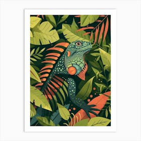 Green Galápagos Land Iguana Abstract Modern Illustration 7 Art Print