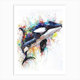 Killer Whale Colourful Watercolour 4 Art Print