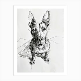 Miniature Bull Terrier Line Sketch 2 Art Print