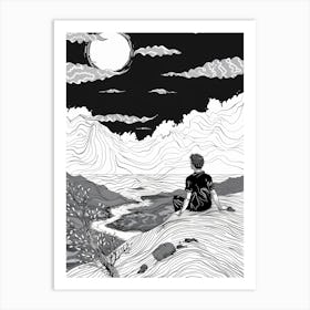 Moonlight In The Mountains 3 Art Print