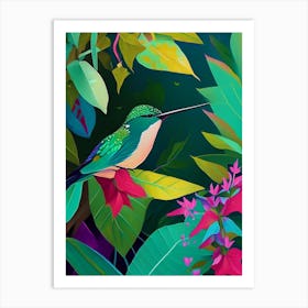 Hummingbird In Foliage Abstract Still Life Art Print
