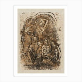 Nativity (Mother And Child Surrounded By Five Figures), Paul Gauguin Art Print