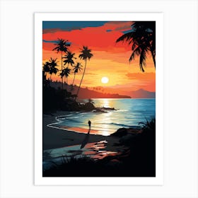 Long Beach Koh Lanta Thailand At Sunset, Vibrant Painting 2 Art Print