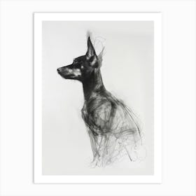 German Pinscher Dog Charcoal Line 1 Art Print