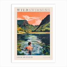 Wild Swimming At Loch An Eilein Scotland 2 Poster Art Print