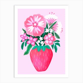 Strawberry Vase Art Print