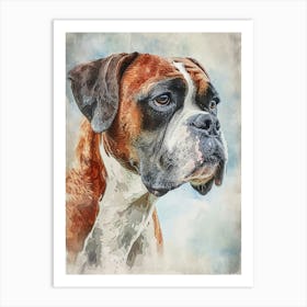 Boxer Watercolor Painting 3 Art Print