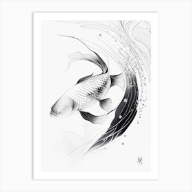 Hikari Mujimono Koi Fish Minimal Line Drawing Art Print