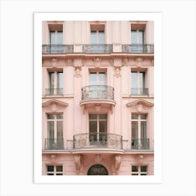 Pink Aesthetic Parisian Building Facade Photography Art Print