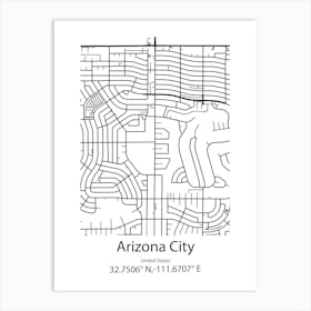 Arizona City,United States Minimalist Map Art Print