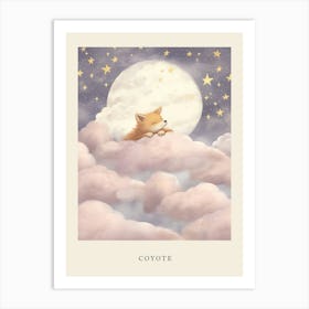 Sleeping Baby Coyote Nursery Poster Art Print