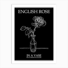 English Rose In A Vase Line Drawing 2 Poster Inverted Art Print