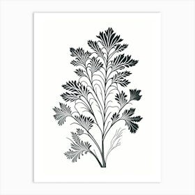 Lovage Herb William Morris Inspired Line Drawing 2 Art Print