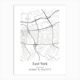 East York,United States Minimalist Map Art Print