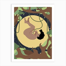 Yggdrasils Child in the Moon Art Print