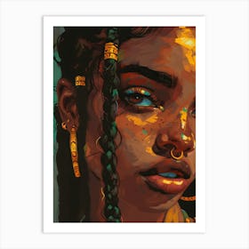 Black Girl With Gold Hoop Earrings Art Print