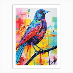 Colourful Bird Painting Cowbird 1 Art Print