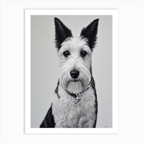 Wire Fox Terrier B&W Pencil Dog Art Print